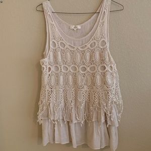 Umgee Beige Crochet Sleeveless Top